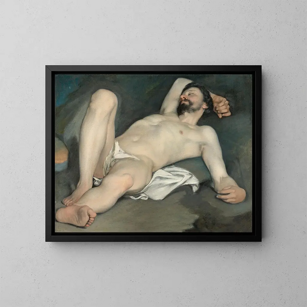 det liggende mandlige tableau - Guido Cagnacci — indrammet kunstværk på væggen