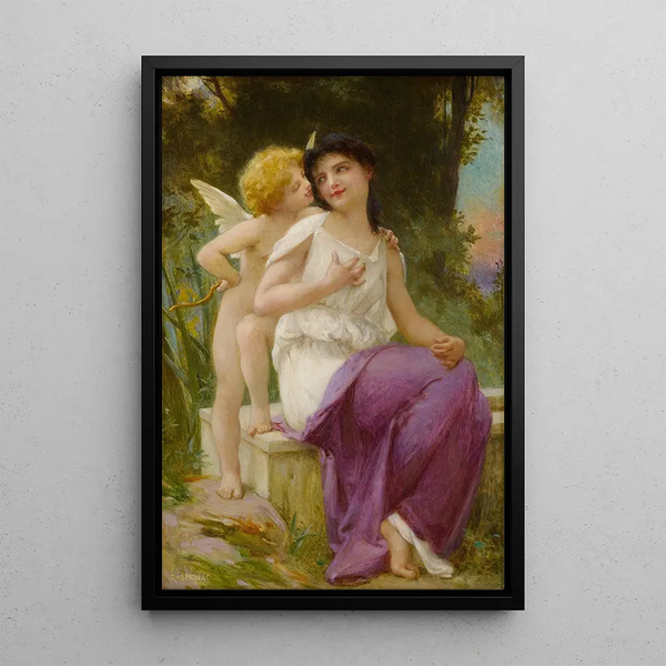 Vénus og Kærlighed - Guillaume Seignac — indrammet kunstværk på væggen