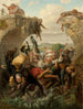 Le pont de Nya Lödöse, der kollapser i floden Säve i 1543 - Gustaf Henrik Brusewitz — visning af kunstværket