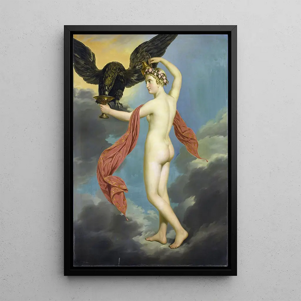 Hébé med Jupiter i form af en ørn - Gustav Adolphe Diez — indrammet kunstværk på væggen