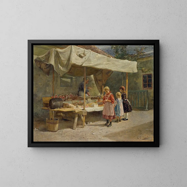 Au stand de pain d'épices - Gustav August Hessl — indrammet kunstværk på væggen