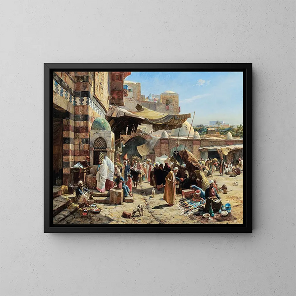 Marché à Jaffa - Gustav Bauernfeind — indrammet kunstværk på væggen