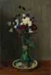 Ancolies og nelliker i en grøn vase - Gustav Kampmann — visning af kunstværket