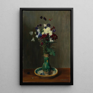 Gustav Kampmann - Akeleien und Nelken in grner Vase.webp