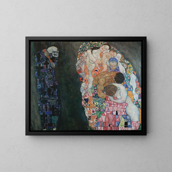 La Mort et la Vie - Gustav Klimt — indrammet kunstværk på væggen