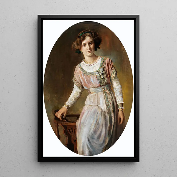 Portrait de dame - Gustav Riencker — indrammet kunstværk på væggen