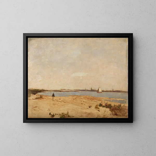 Vue de Gorkum - Gustav Schönleber — indrammet kunstværk på væggen