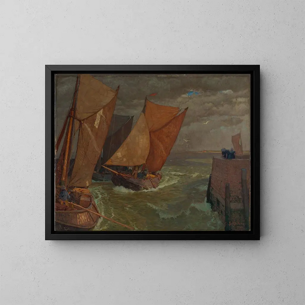 Gustav Schönleber | Entrée du port de Vlissingen Maleri — indrammet kunstværk på væggen