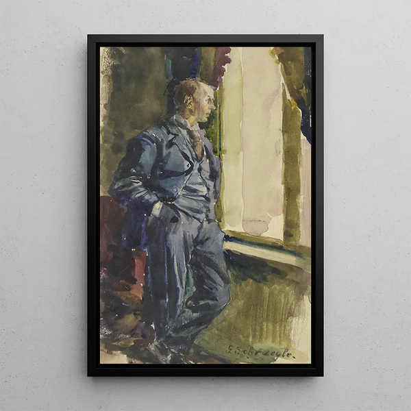 Portrait af en af kunstnerens sønner - Gustav Schrägle — indrammet kunstværk på væggen