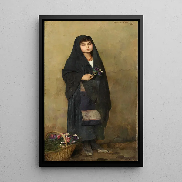 La Fille aux fleurs - Gustave-Claude-Étienne Courtois — indrammet kunstværk på væggen