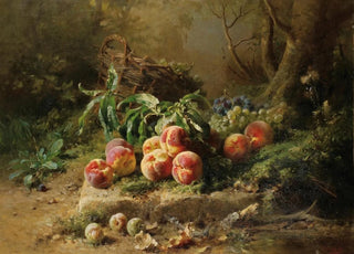 GustaveEmile Couder - Pches et panier de raisin dans un sousbois.webp