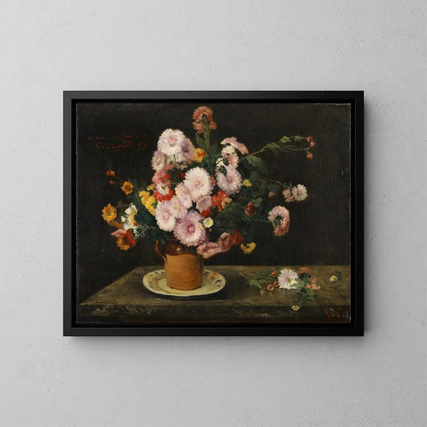 Bouquet d'asters - Gustave Courbet — indrammet kunstværk på væggen