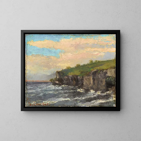 Falaises ved vandkanten - Gustave Courbet — indrammet kunstværk på væggen