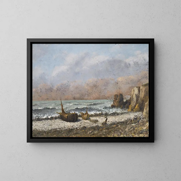 To både på stranden - Gustave Courbet — indrammet kunstværk på væggen