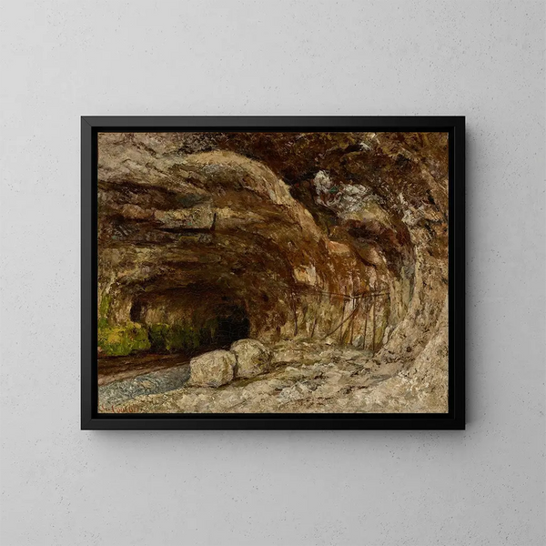 Grotte de Sarrazine nær Nans-sous-Sainte-Anne - Gustave Courbet — indrammet kunstværk på væggen