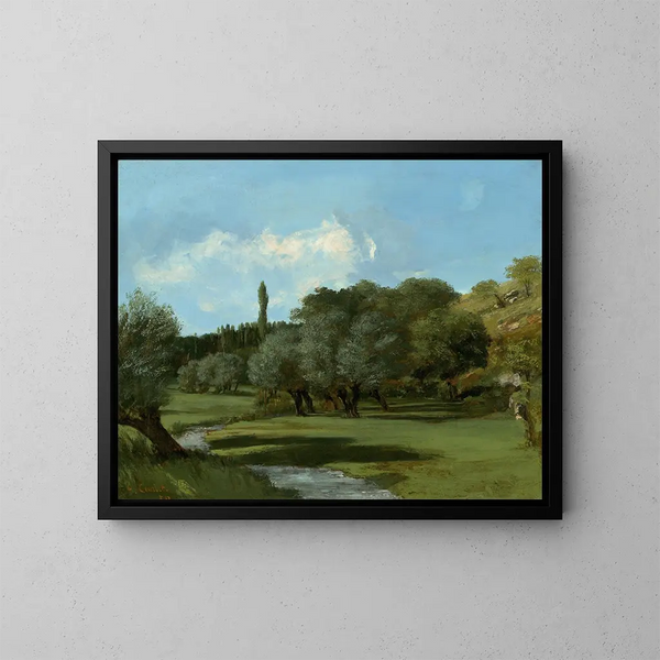 La Bretonnerie i departementet Indre - Gustave Courbet — indrammet kunstværk på væggen