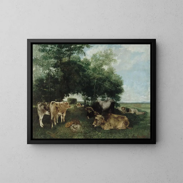 La Sieste pendant la saison des foin - Gustave Courbet — indrammet kunstværk på væggen