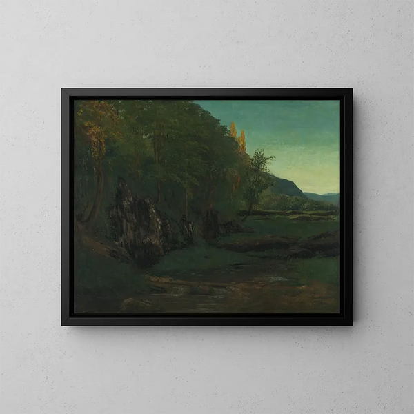 Landskabsmaleri af Jura - Gustave Courbet — indrammet kunstværk på væggen