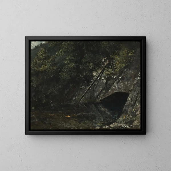 Landskabsmaleri af Den Blå Kilde - Gustave Courbet — indrammet kunstværk på væggen