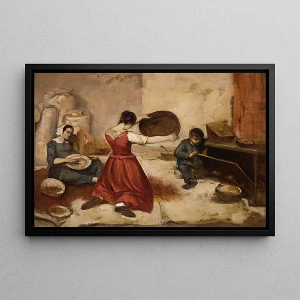 Les cribleuses de blé esquisse - Gustave Courbet — indrammet kunstværk på væggen