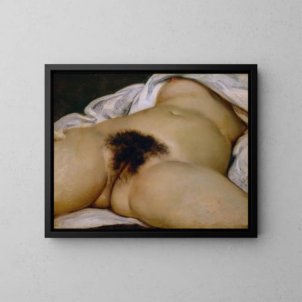 L'Origine du monde - Gustave Courbet — indrammet kunstværk på væggen