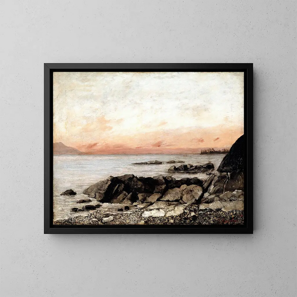 Coucher de soleil à Vevey, Schweiz - Gustave Courbet — indrammet kunstværk på væggen