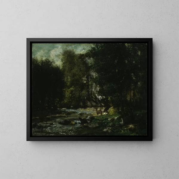 Le ruisseau des Puits Noirs - Gustave Courbet — indrammet kunstværk på væggen