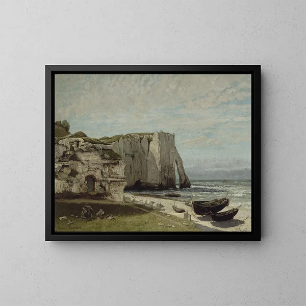 Les falaises d'Étretat efter stormen - Gustave Courbet — indrammet kunstværk på væggen