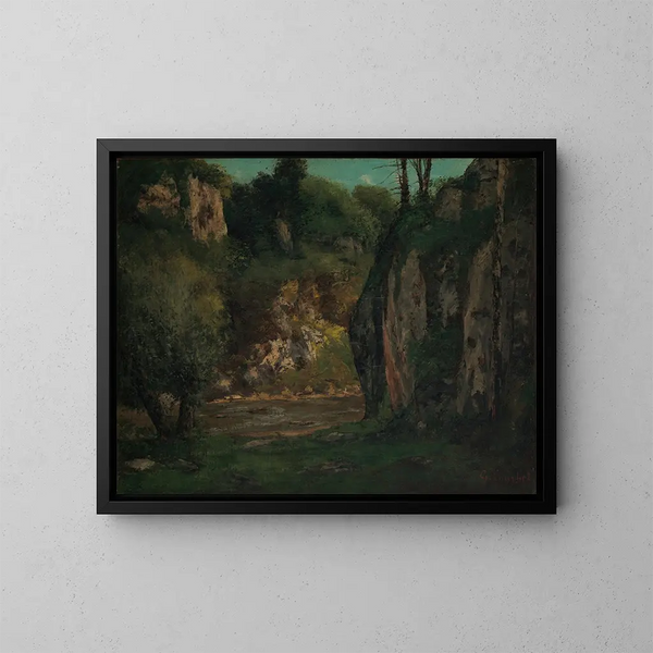 Den skjulte bæk - Gustave Courbet — indrammet kunstværk på væggen