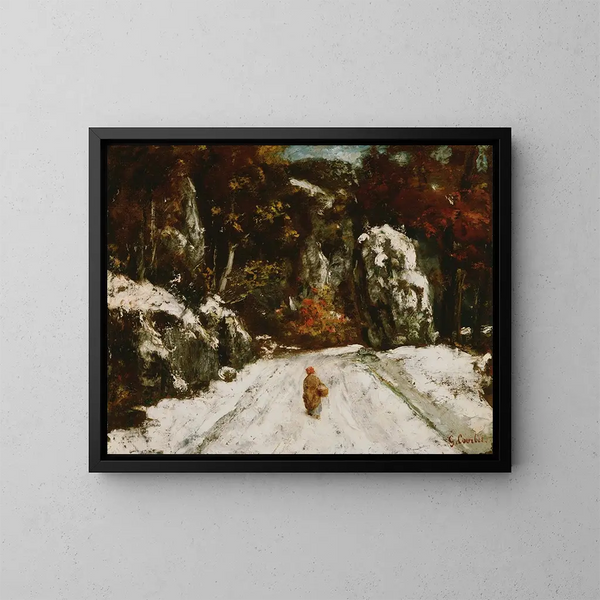 Vinter i Jura - Gustave Courbet — indrammet kunstværk på væggen