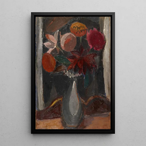 En buket af mørke blomster - Gustave De Smet — indrammet kunstværk på væggen