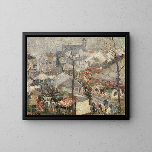 Foire au Vrijdagmarkt à Gand - Gustave De Smet — indrammet kunstværk på væggen