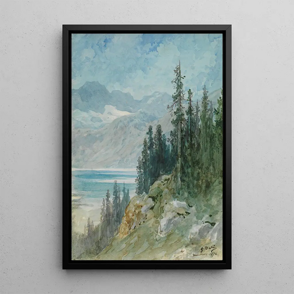 Vue sur le lac Léman près de Montreux - Gustave Doré — indrammet kunstværk på væggen