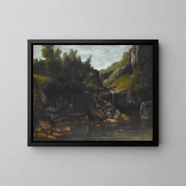Cascade i et klippepræget landskab - Gustave Doré — indrammet kunstværk på væggen