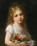 En ung pige, der holder en buket - Gustave Doyen — visning af kunstværket