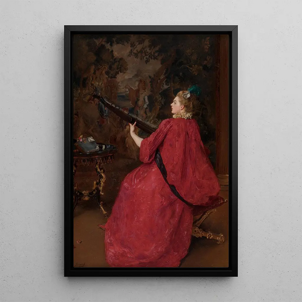 La musicienne - Gustave Jean Jacquet — indrammet kunstværk på væggen