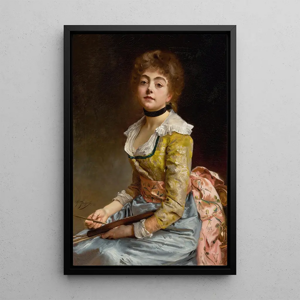 Portrait af en kunstner - Gustave Jean Jacquet — indrammet kunstværk på væggen