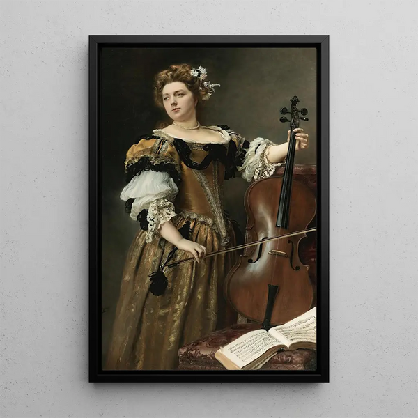 Le violoncelliste - Gustave Jean Jacquet — indrammet kunstværk på væggen