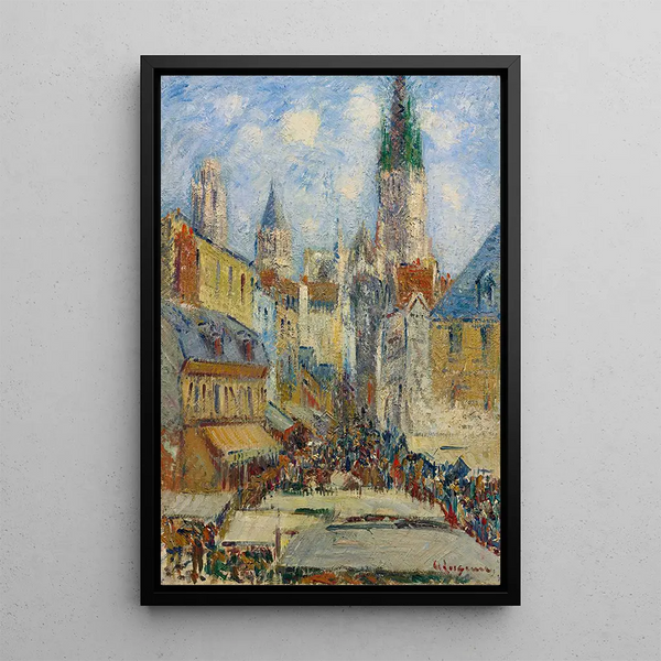 La Place de la Basse Vieille Tour et le Marché de la Place Rue de l'Épicerie - Gustave Loiseau — indrammet kunstværk på væggen