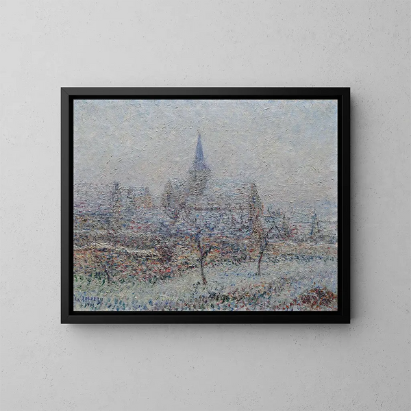 L'Église de Bennecourt, effet de neige - Gustave Loiseau — indrammet kunstværk på væggen