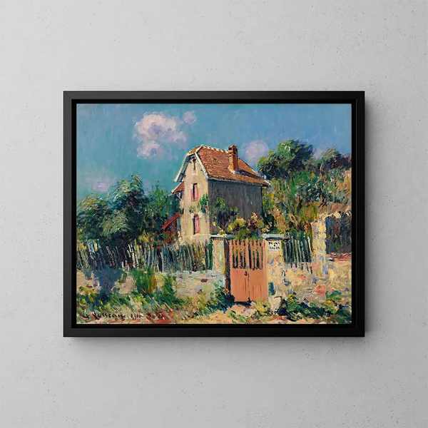 Maison La Grille Rose, omgivelserne omkring Pontoise - Gustave Loiseau — indrammet kunstværk på væggen