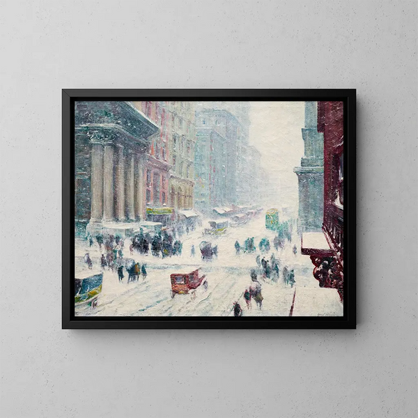 Fifth Avenue om vinteren - Guy Carleton Wiggins — indrammet kunstværk på væggen