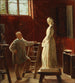 HW Bissen, der betragter sin statue af Johanne Louise Heiberg - Edvard Bentzen — visning af kunstværket