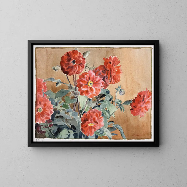 Dahlias - Hannah Borger Overbeck — indrammet kunstværk på væggen
