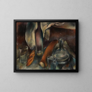 Hanns Bolz - Stillleben mit Flaschen und Baguettes.webp