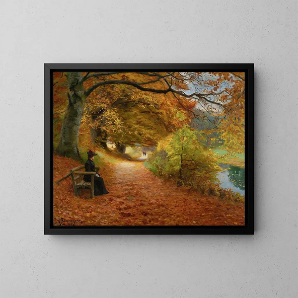 Sentier boisé en automne - Hans Andersen Brendekilde — indrammet kunstværk på væggen