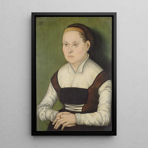 Portrait af en kvinde - Hans Cranach — indrammet kunstværk på væggen