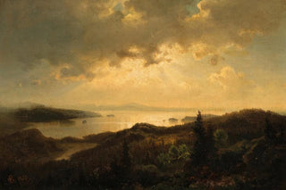 Hans Gude - A Scene at Dusk in Norway.webp