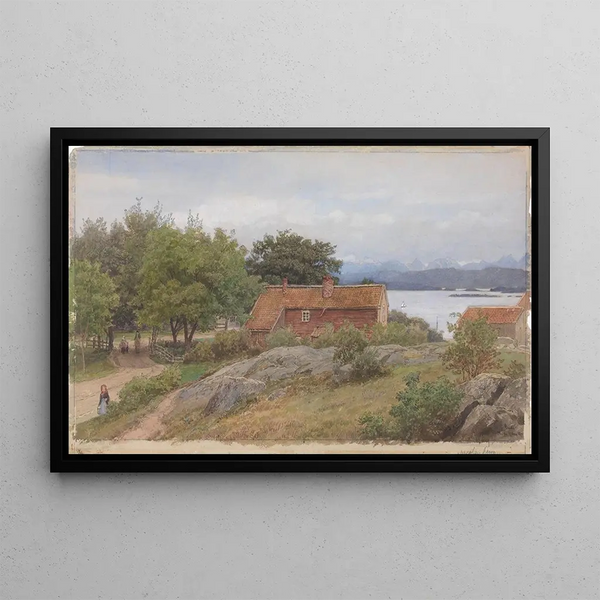 Hans Gude - Landskap med bondegrd ved Molde.webp