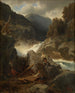 Cascade à Hallingdal - Hans Gude — visning af kunstværket